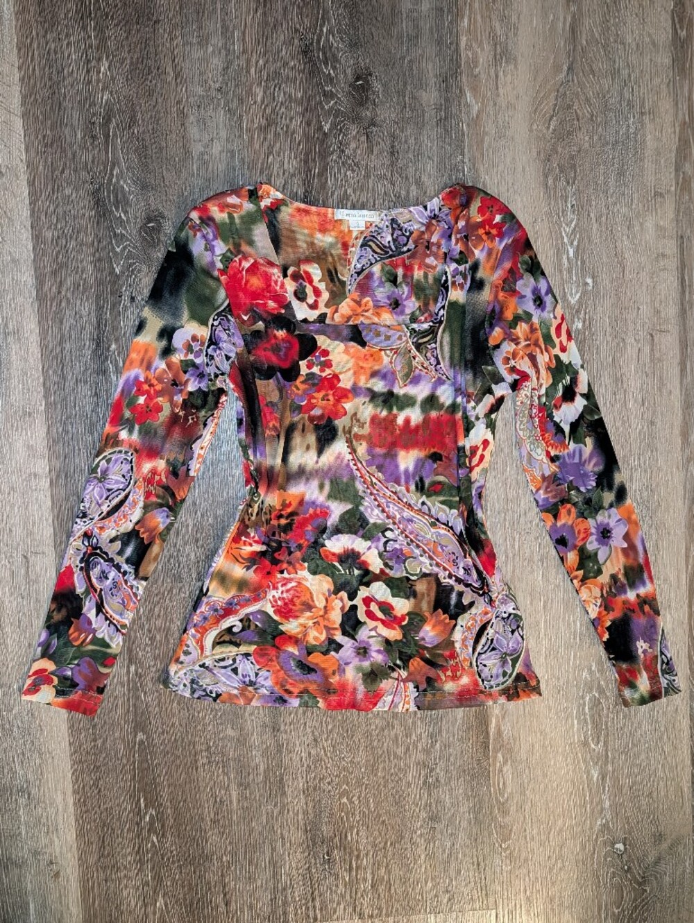 Vintage Multicolor Floral Paisley Long Sleeve
